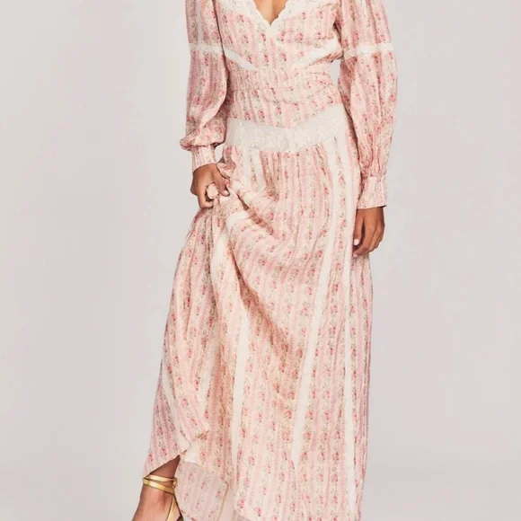 COPY - NWT LoveShackFancy Watermill Silk Maxi Dress Size 4 - Picture 3 of 4